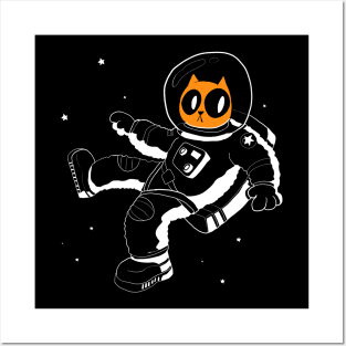 Cat Astronaut in space Posters and Art